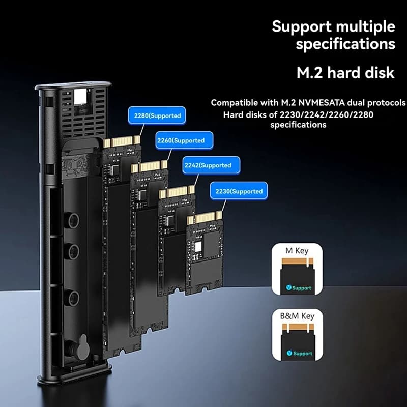 Custodia M.2 NVMe Custodia SSD NVME a protocollo singolo 10 Gbps Tipo C NVME M.2 2230 2242 2260 2280 SSD