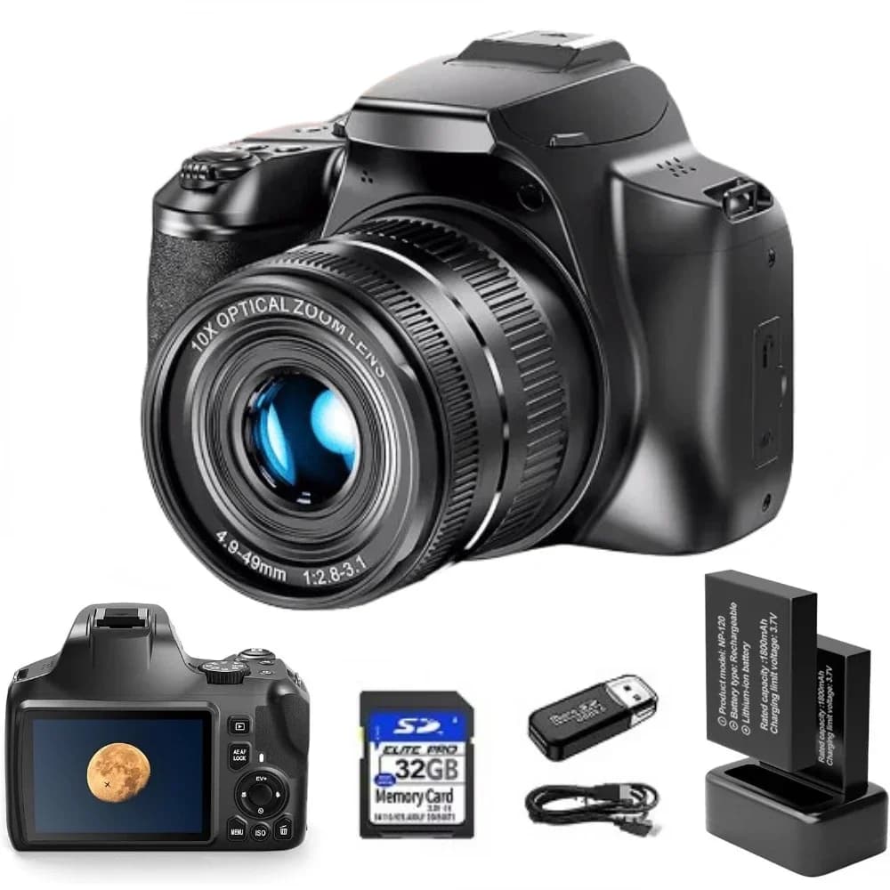 Fotocamera digitale 4K per fotografia Zoom ottico 10X Videocamera Vlog YouTube 64MP WiFi Livestream Webcam Videocamera con Flash