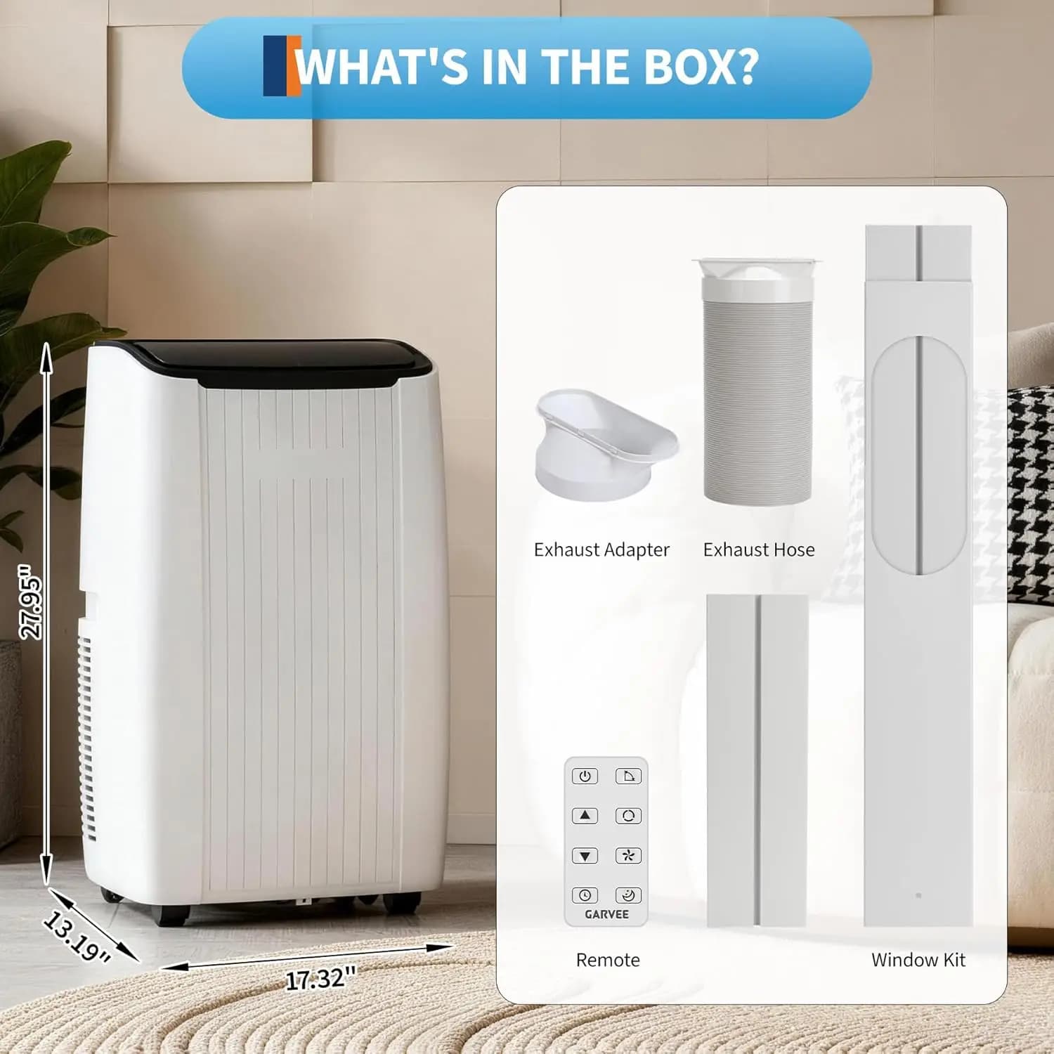 Garvee 12000 BTU Portable Air Conditioner, 3-in-1 AC Unit with Dehumidifier & Fan, ETL Certified Floor Standing Mobile Air Conditioner with Remote for Rooms Up to 500 Sq.Ft