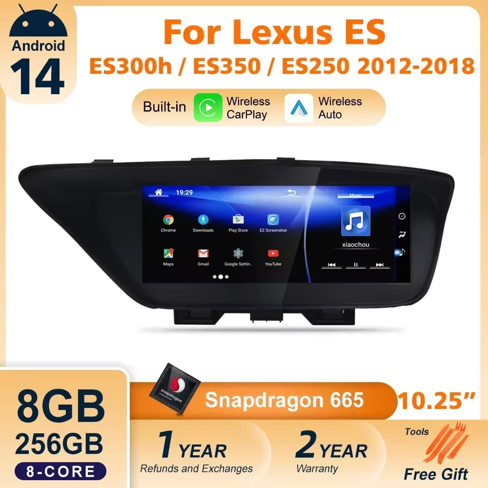 Android 14 Lettore Multimediale Per Auto Schermo CarPlay Per Lexus ES ES300 ES250 ES350 ES300h 2012-2018 GPS Radio Auto Video di Navigazione