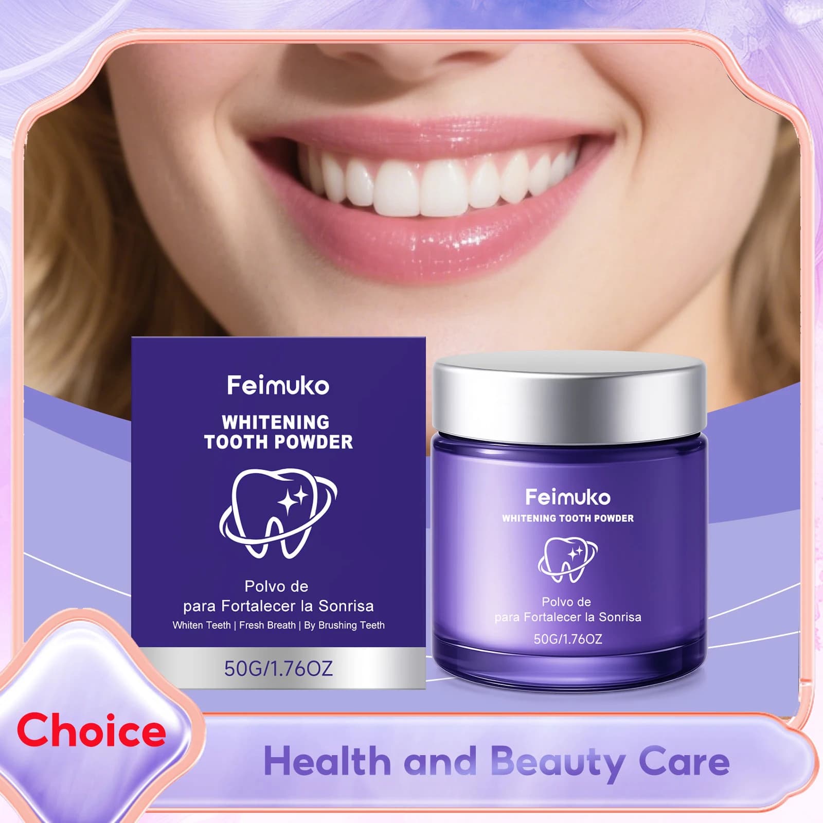 Polvere Sbiancante per Denti con Idrossiapatite, Pulizia Profonda, Rimuove le Macchie Gialle, Alito Fresco, Sorriso Sicuro, Prodotto per la Cura e lo Sbiancamento dei Denti