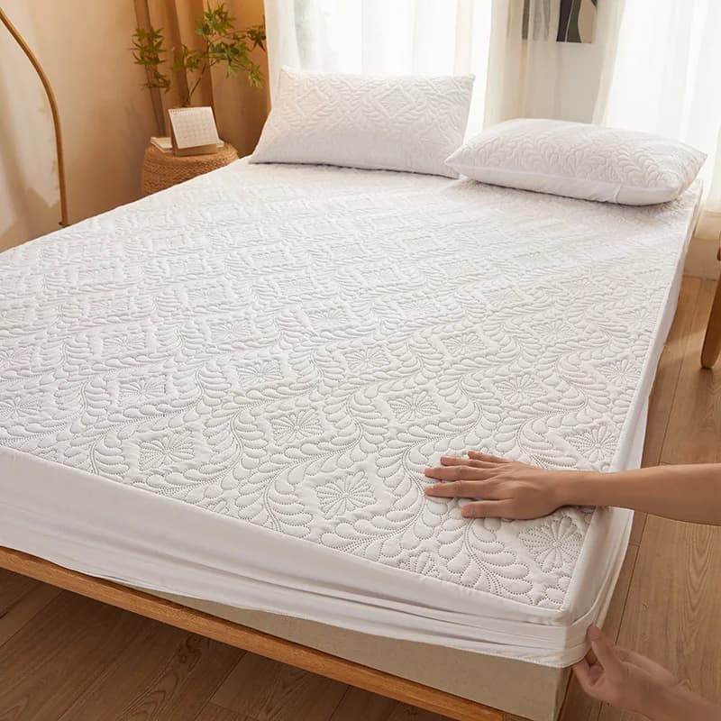 1pc Waterproof Mattress Protector | Soft and Comfortable Solid Color Bedding Fitted Sheet for Bedroom Guest Room