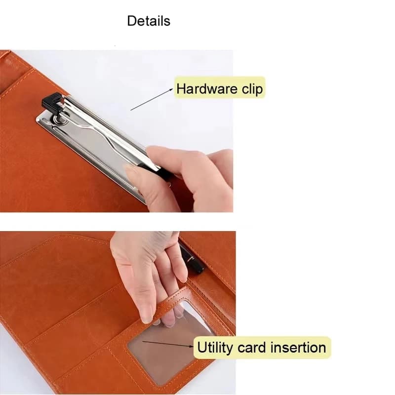 Cartella Portadocumenti in Pelle PU con Porta Biglietti da Visita, Blocco per Appunti, Clipboard A4, Cartella Manageriale, Cartella A4