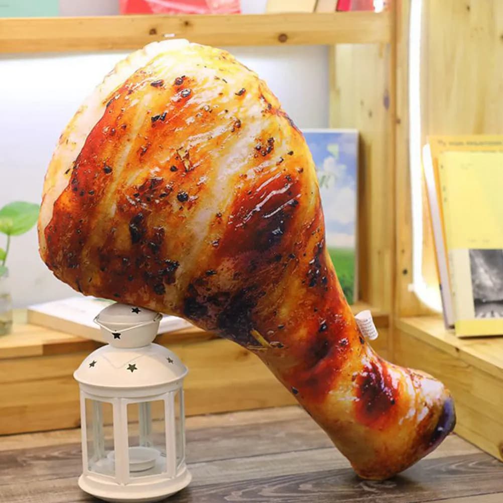 Cuscino a Forma di Coscia di Pollo 50Cm, Simulazione 3D di Pollo Fritto, Morbido Cuscino Lombare, Decorazione per Casa, Regalo di Compleanno per Bambini, Cuscino Comfort