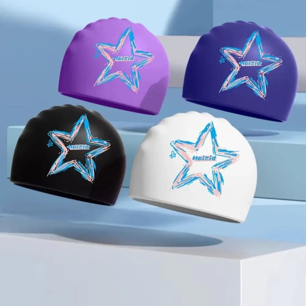 Photography Props Silica Adult Swimming Cap Star Elastic Swimming Hat Lightweight Protect Ears Bathing Cap Natatorium