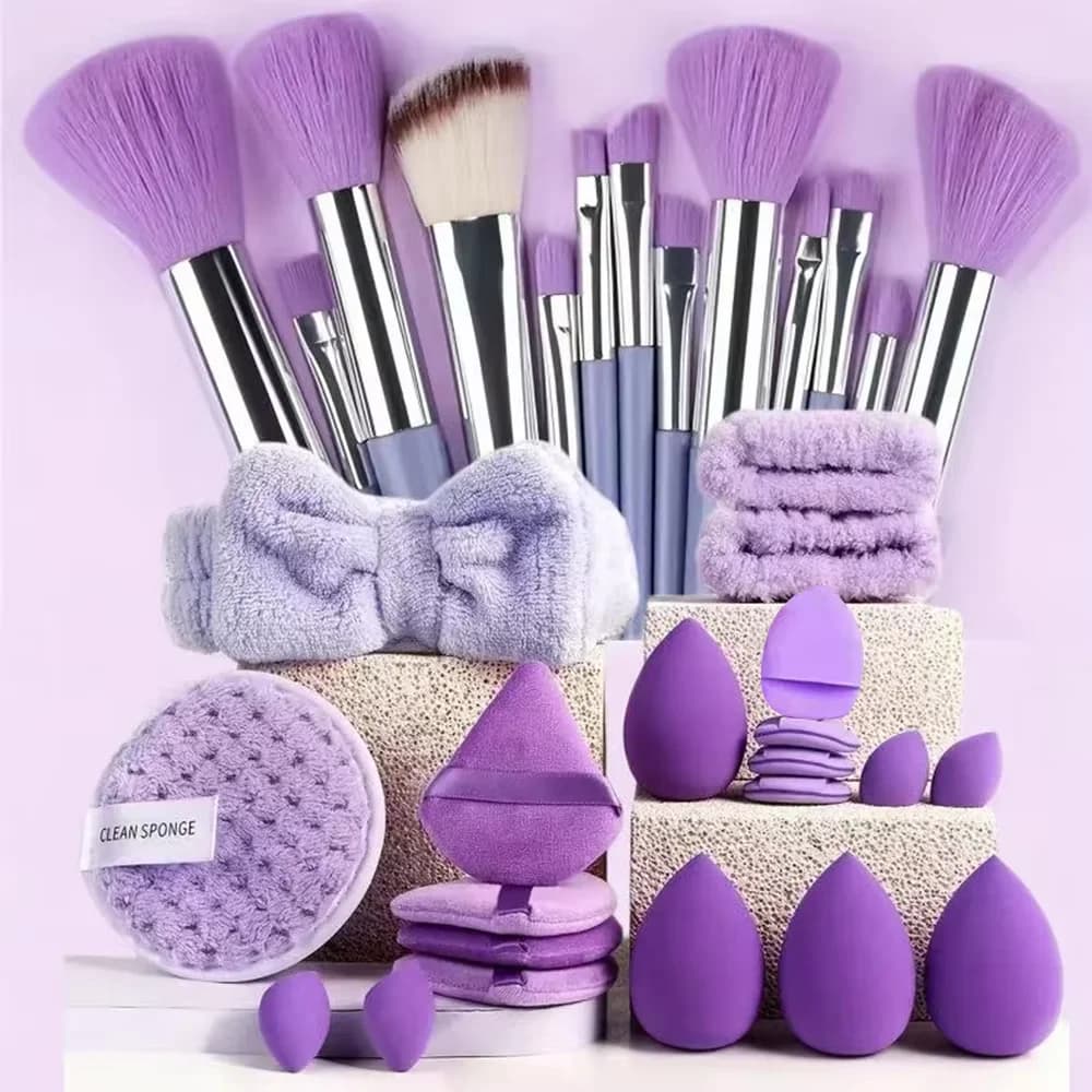 Set di pennelli per trucco professionale da 13/33 pezzi con accessori per pelli miste - Con pennelli morbidi, adatti per principianti