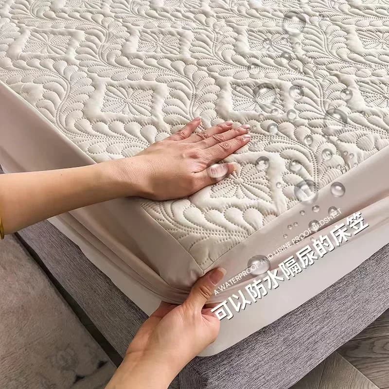 Waterproof Thicken Mattress Pad Protector Breathable Durable Fitted Sheet Bed Cover Quilted Embossed 150x200 180x200 200x220