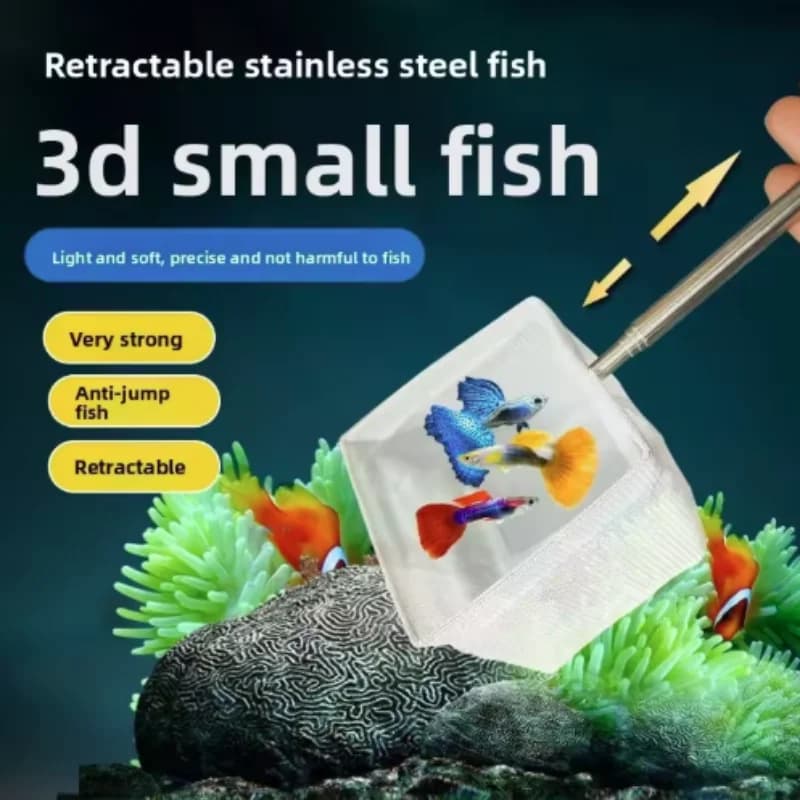 Rete da pesca in acciaio inossidabile a maglia fine, retrattile, durevole, per acquario, accessori per la cattura di piccoli pesci