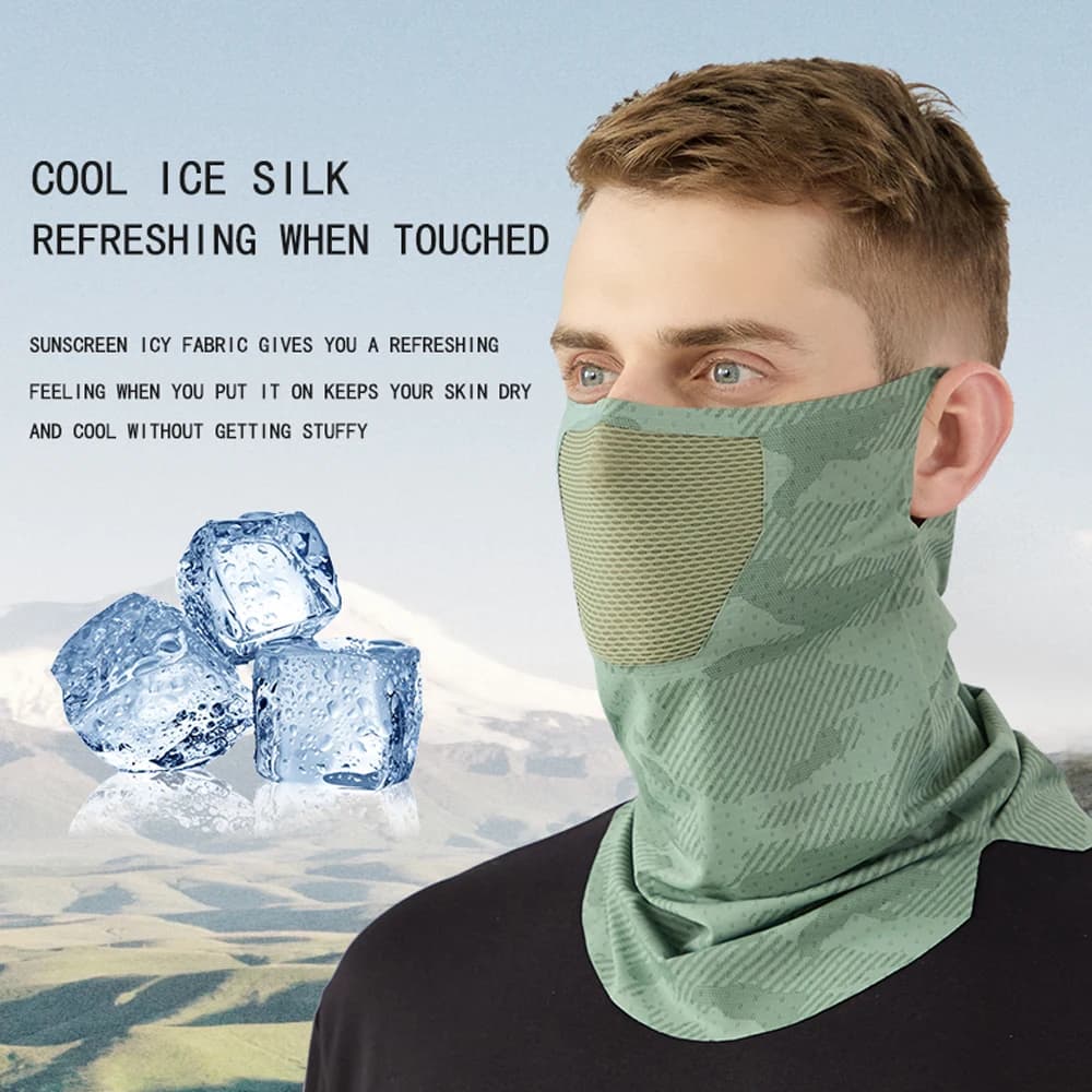 Solar Protective Mask Breathable on the Net, Scaldacollo, Scarf, Ice Silk Mask for Outer, Elastic Mask with Hooks for Guide and Cycling