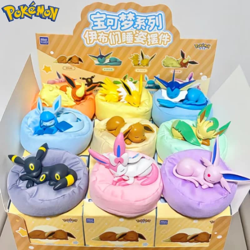 Genuino Pokemon Fantasy Beast Eevee Sleeping Pose Series Blind Box Anime Figura da collezione Decorazione bambola carina Regalo alla moda