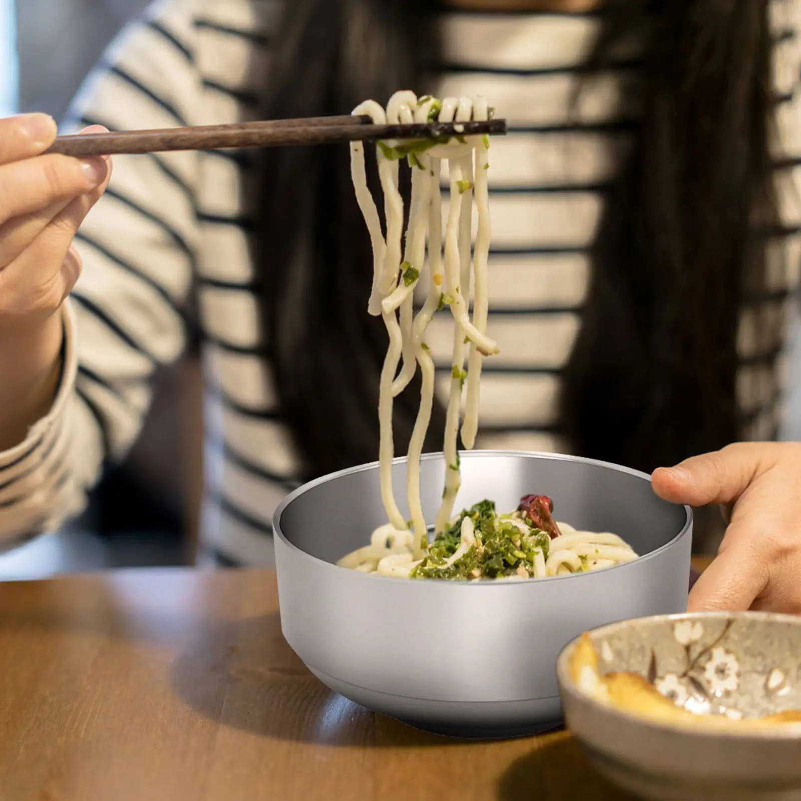 Ciotola Isolante a Doppio Strato in Acciaio Inossidabile, Resistente al Calore, per Riso, Noodle e Zuppe, Contenitore per Alimenti