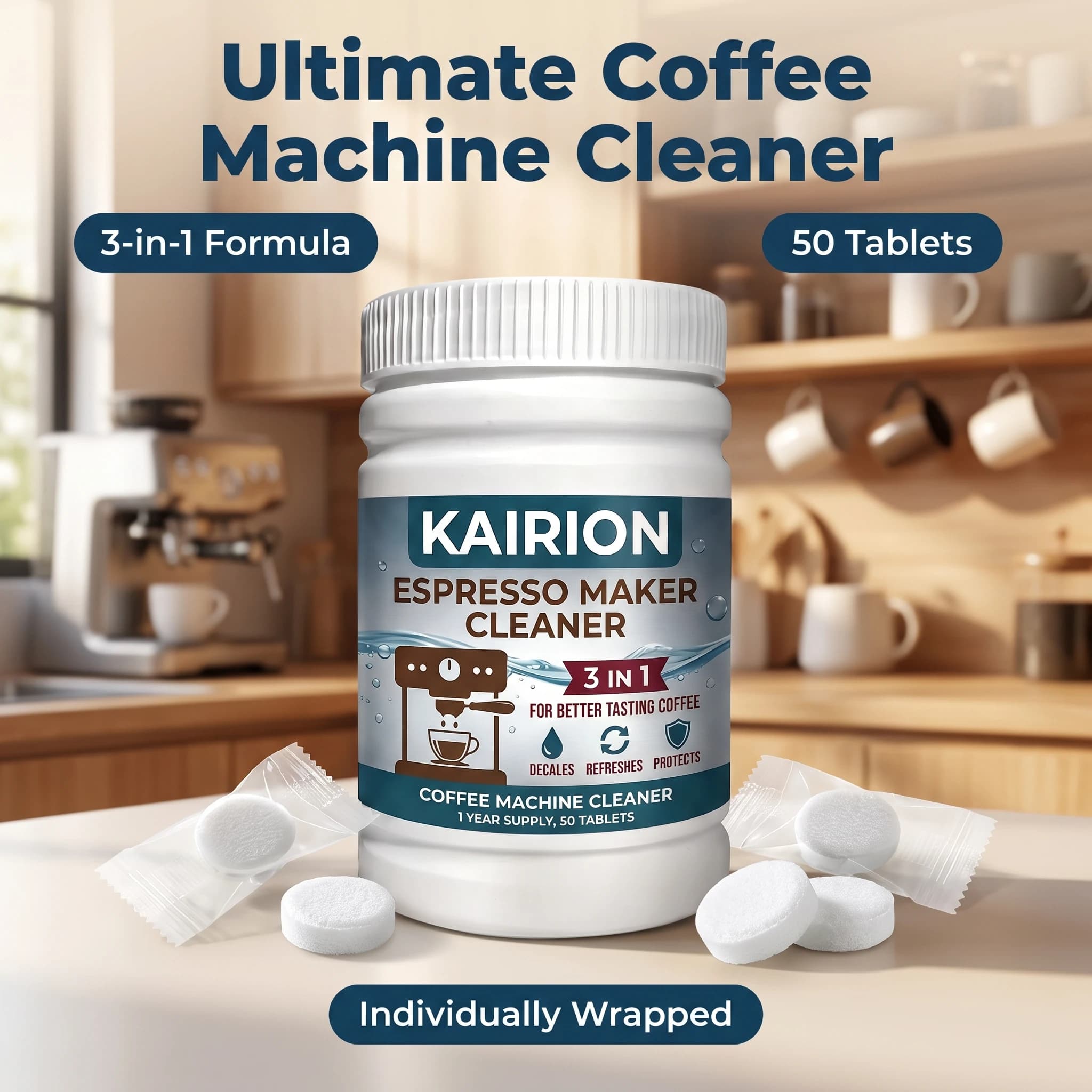 50 coffee machine cleaning tablets remove scale and grease, and clean the water tank and brewing head