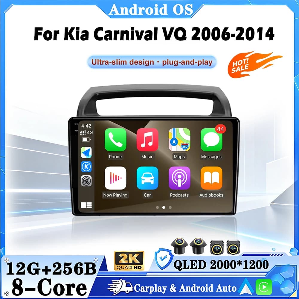9 lnch For Kia Carnival VQ 2006-2014 Android 16 Navigation Multimedia Player Carplay Auto Stereo BT video Car Radio