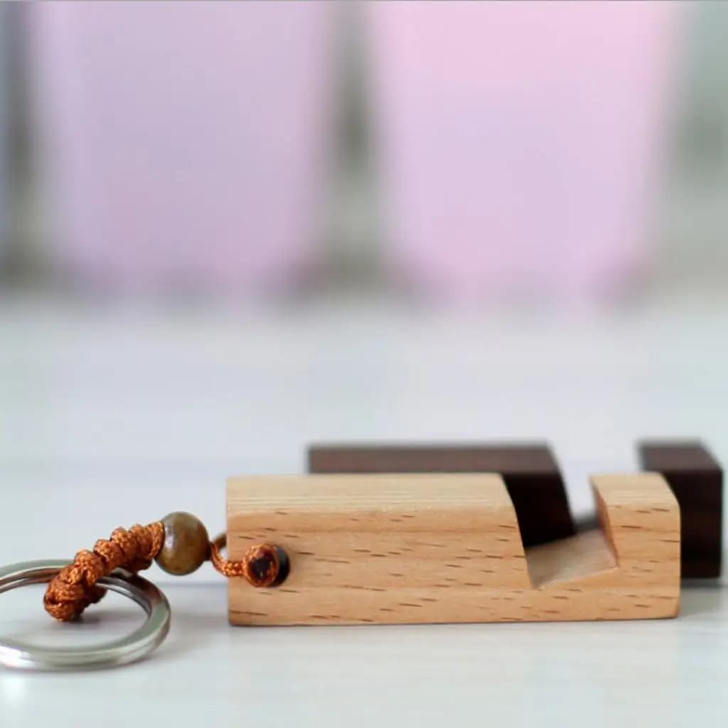 Solid Wood Stand Holder for Cell Phone Carved Notch Universal Desk Tablet Laptop Support