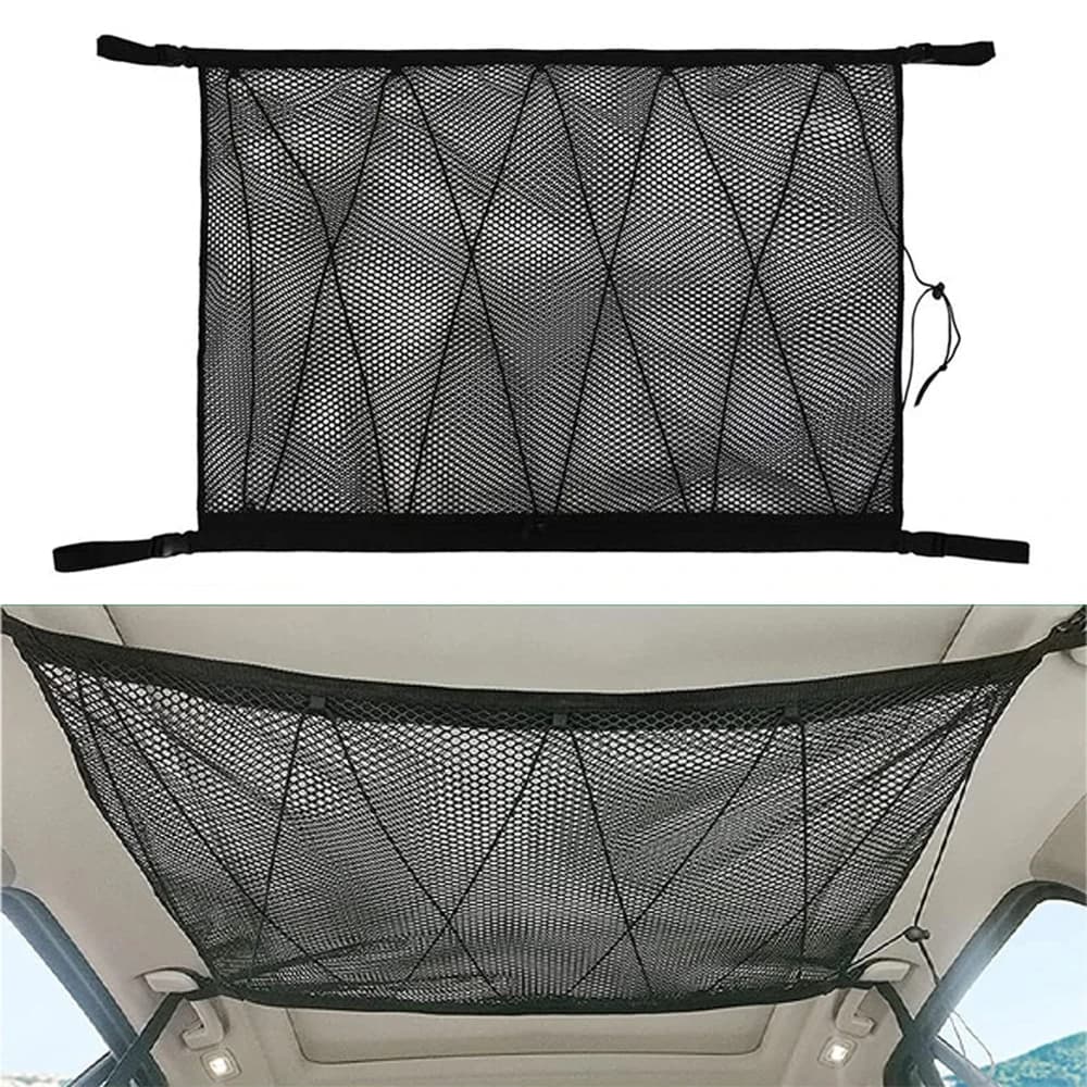 Soffitto per auto Tetto interno Cargo Rete con cerniera Rete portaoggetti universale Borsa per articoli vari Organizzatore Tasca in rete regolabile per furgone SUV
