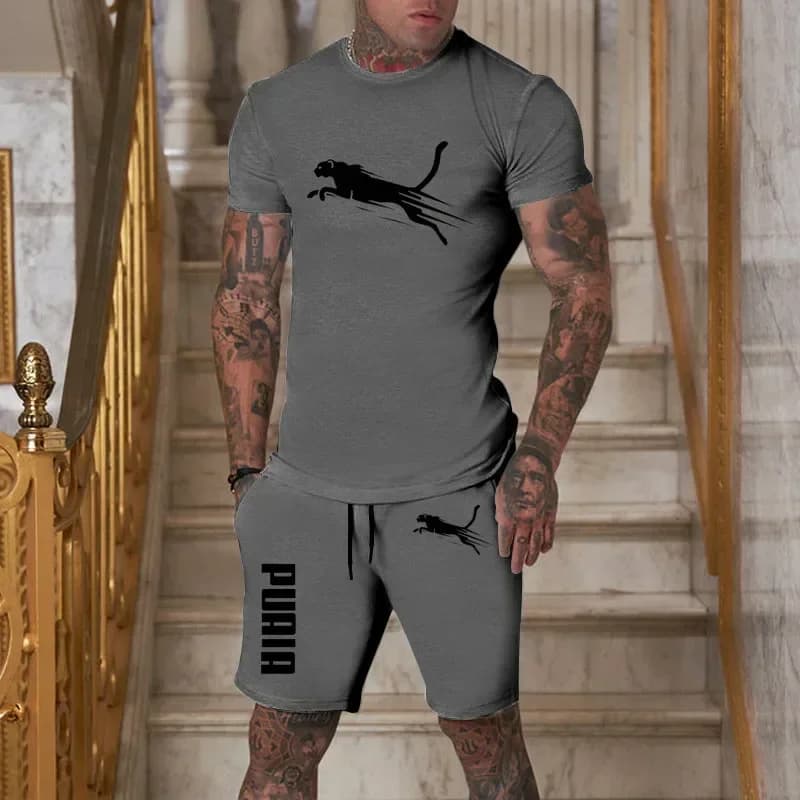 Completo Sportivo Estivo Casual da Uomo 2026 di Tendenza: T-shirt Traspirante e Pantaloncini - Set Due Pezzi