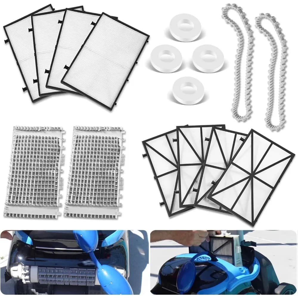 Kit completo di manutenzione con pannelli filtranti di precisione, spazzole grigie, binari e anelli di arrampicata per robot pulitore piscina