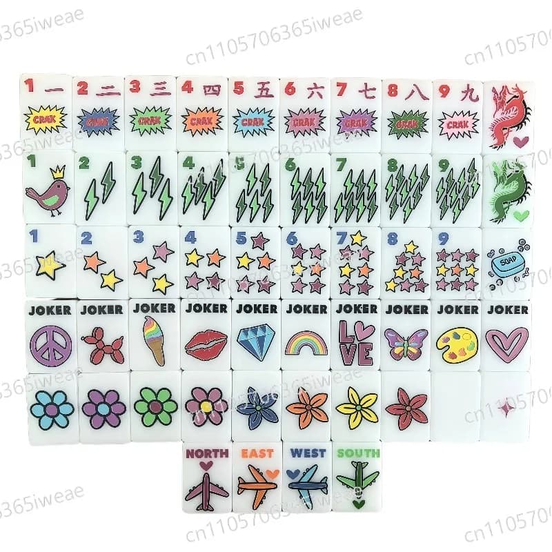 Acrylic Eco-Friendly Portable Mahjong Tiles American Mahjong Set 160-Piece Color Crush Set -Bright White