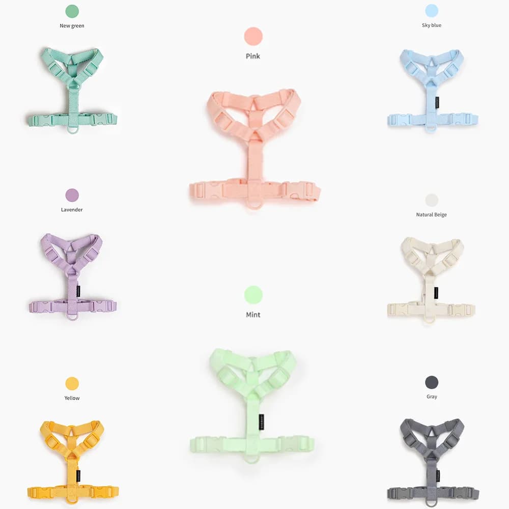 Set di guinzagli per imbracatura per animali domestici a doppia testa serie Macaron Gilet per imbracatura per cani regolabile per cani di piccola taglia media Guinzaglio per animali domestici alla moda