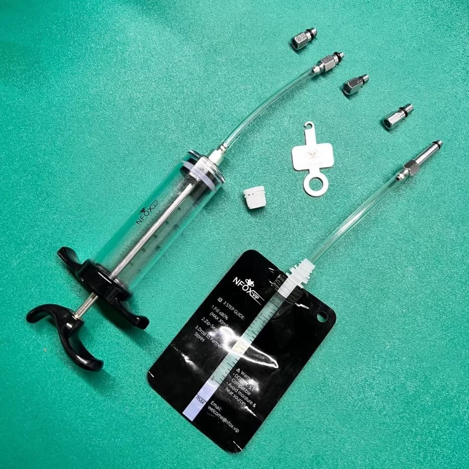 Set di 14 Pezzi per Cambio Olio in Alluminio, Adatto per Biciclette, Scooter Elettrici, Freni Idraulici e Scarico Olio Freni a Disco