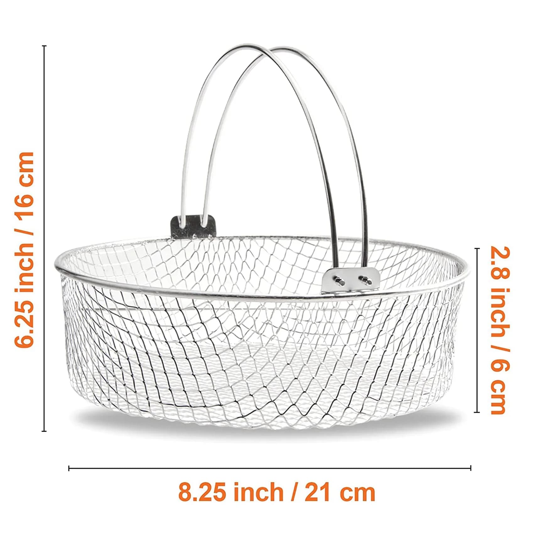 NOCM air frying basket, steam cooking basket, 304 stainless steel mesh basket for air fryer, 8 inch fryer accessory