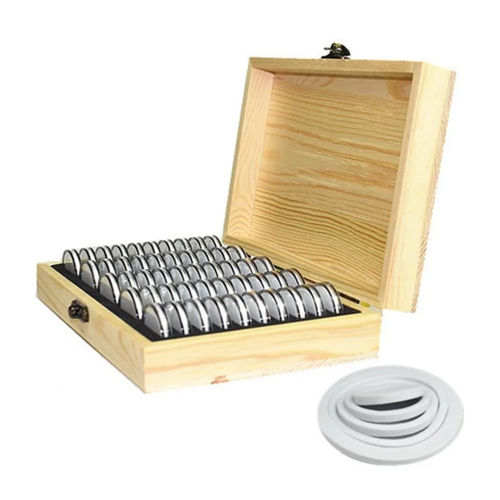 Scatola per Collezione di Monete in Legno Massello, Contenitore Protettivo per Monete, Scatola Commemorativa per Esposizione Domestica