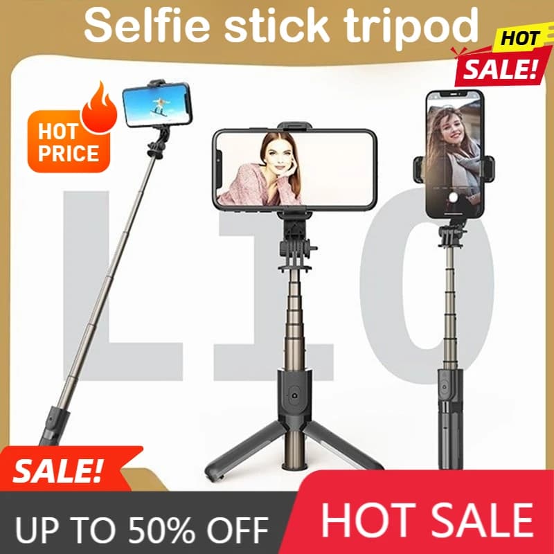 Supporto per telefono L10, asta per selfie, treppiede in lega di alluminio, telecomando wireless Bluetooth, mini supporto da tavolo per video live