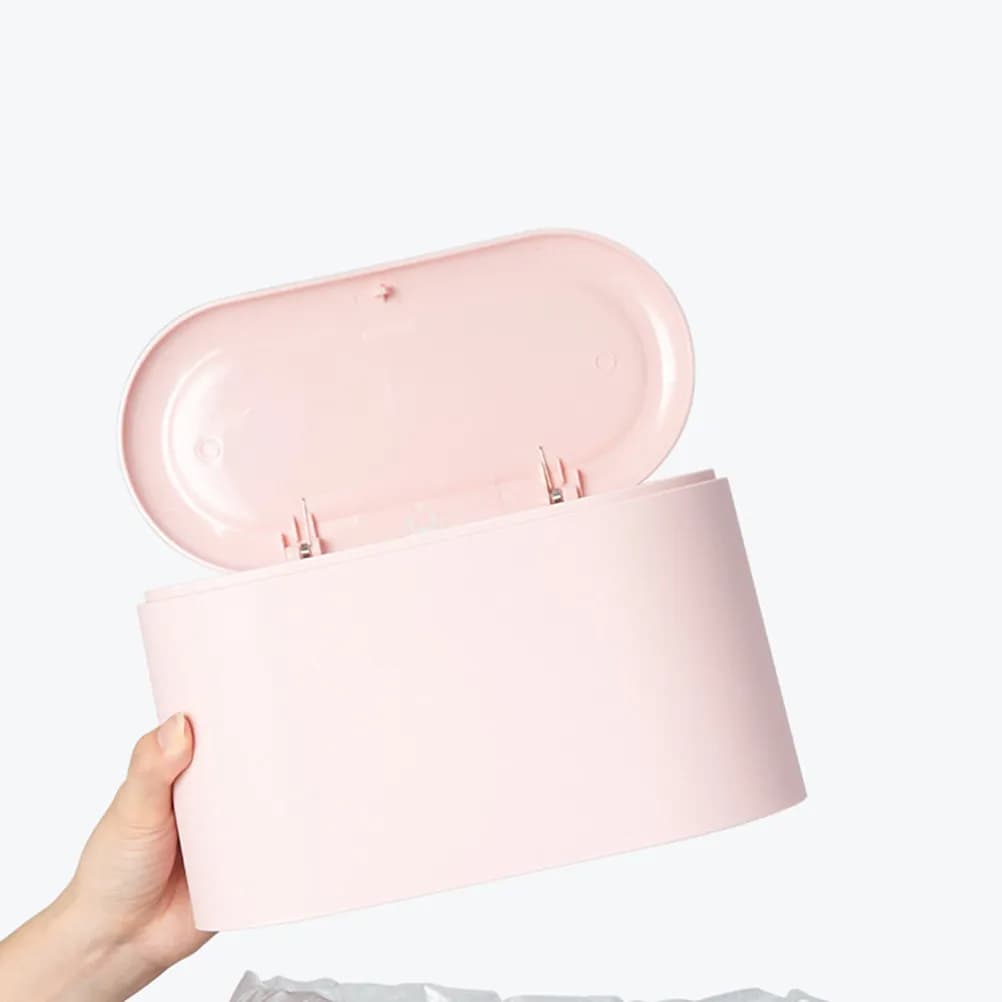 Cestino da scrivania elegante con coperchio a pressione, design minimalista, contenitore per rifiuti da tavolo per ufficio e casa, piccolo contenitore per la raccolta differenziata.