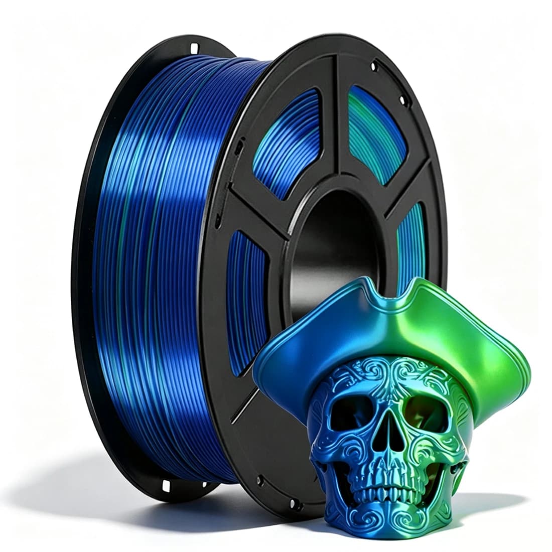 250g Dual Color Silk Blue green Filament PLA 3D Printer Filament 1.75mm Dimension Accuracy +/- 0.02mm, silk blue green 3D Printing Filament