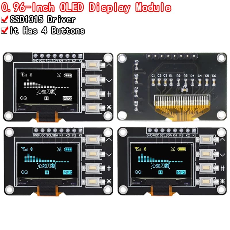 NUOVO prodotto Display OLED IIC da 0,96 pollici bianco/GIALLO BLU/BLU 12864 con scheda schermo LCD 4x4 tasti I2C SSD1315 per Arduino