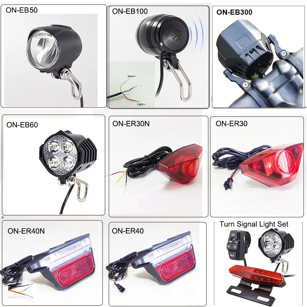 Faro per bici elettrica Ebike LED 36V 48V e luce posteriore anche con set di indicatori di direzione