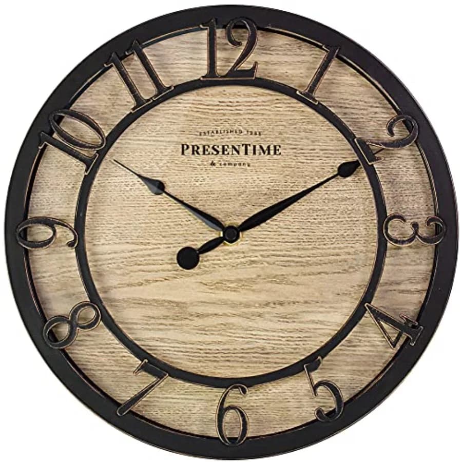 and Co Orologio da parete serie Farmhouse da 10 pollici, stile cottage, design vintage, bronzo lucidato a olio