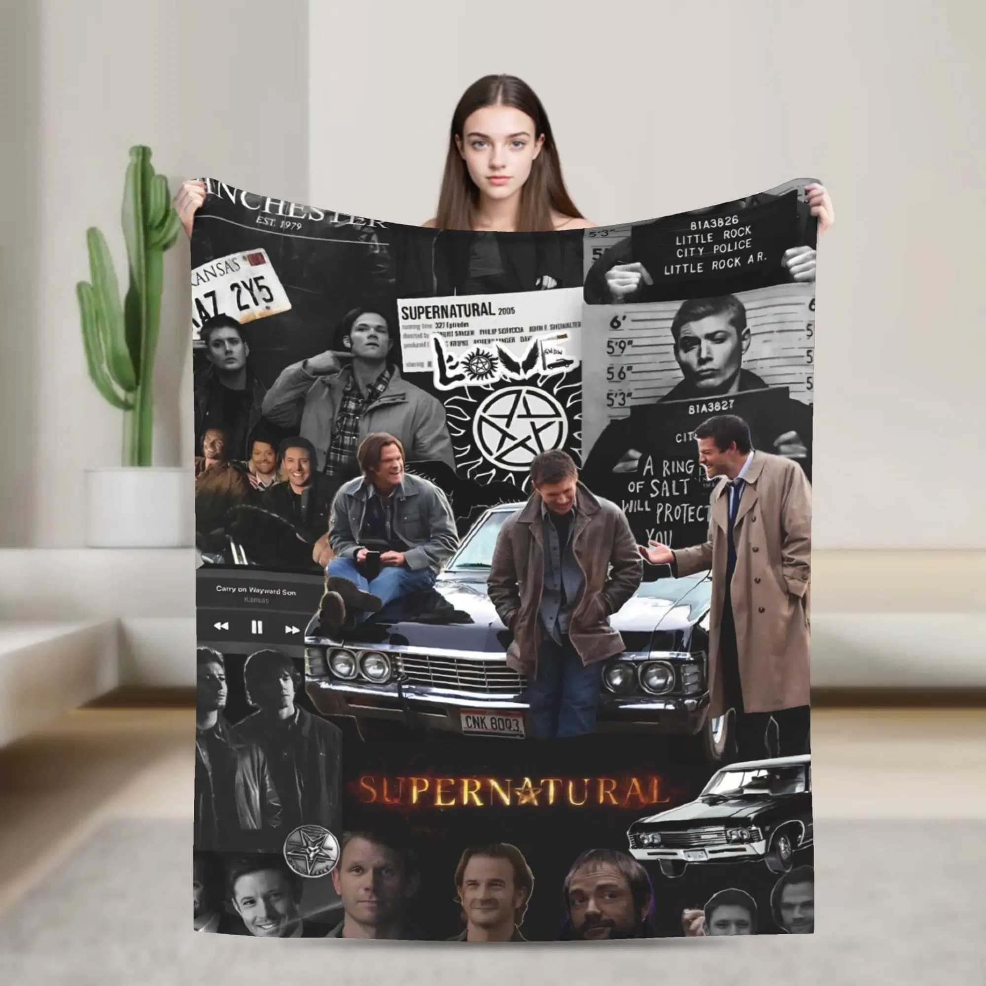 Supernatural TV Flannel Blanket Super Soft Throw Blanket for Living Room Decorative Graphic Bedspread Sofa Bed Cover