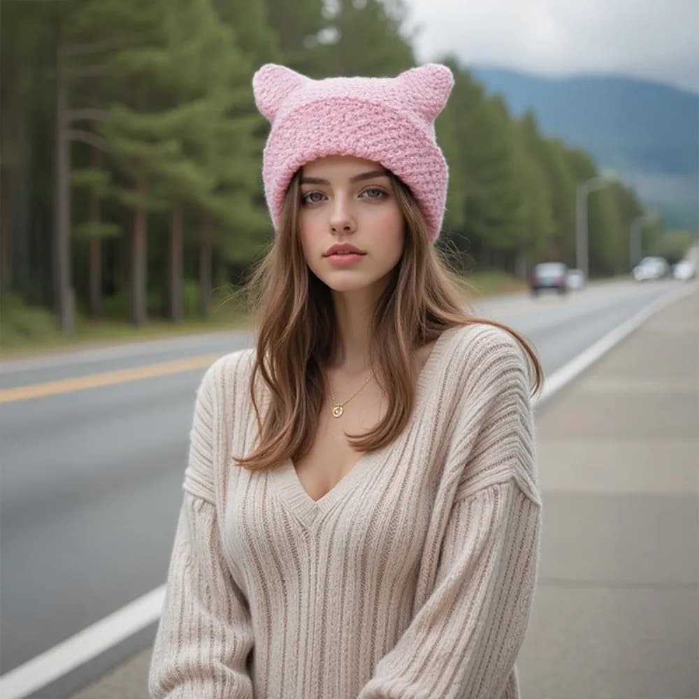 Nuovo Orecchie di Gatto Cappello Beanie Giapponese A Righe Casual Berretto di Lana Lavorato A Maglia Y2K Harajuku Punk Ins Piccolo Diavolo Skullies Cap Unisex