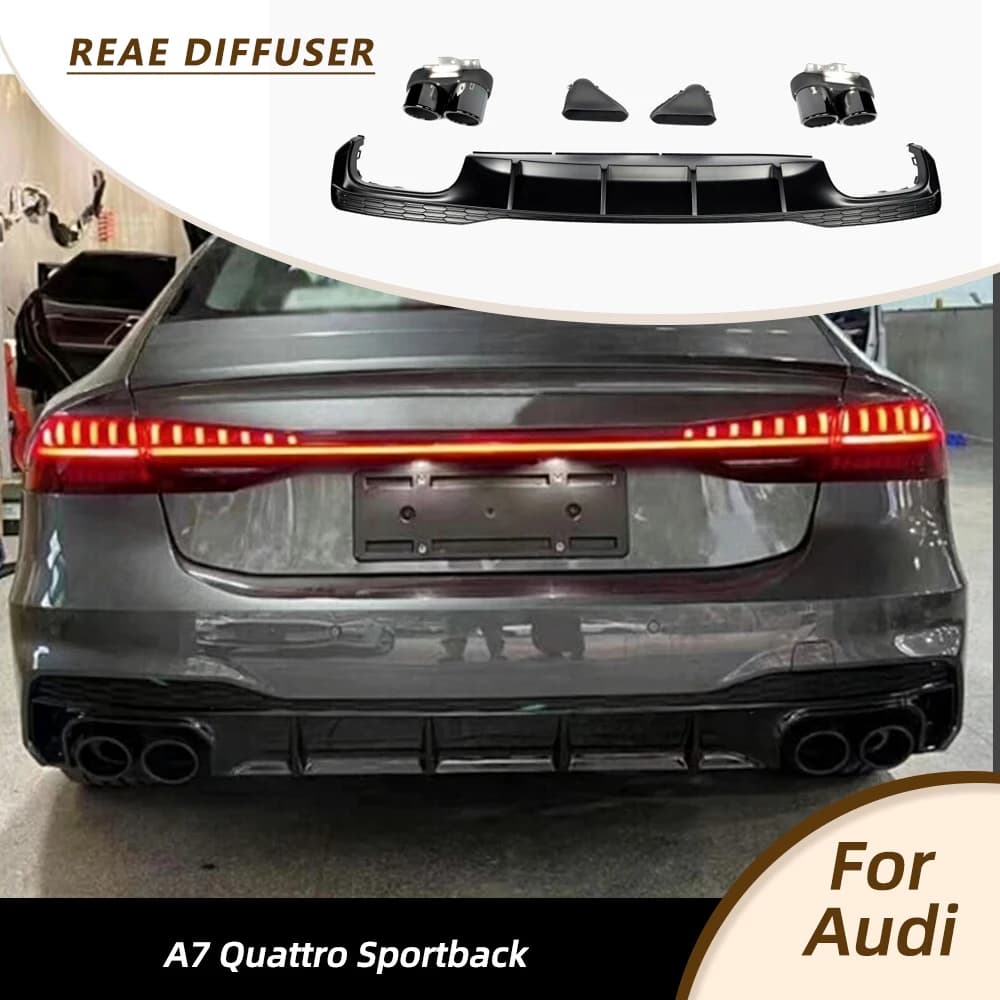 PP Auto Body Kit Rear Bumper Rear Diffuser Lip For Audi A7 Sline Quattro Sportback 4 Doors 2019 2020 Non S7 with Shoe Tips