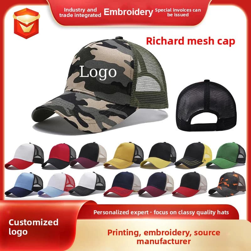 Unisex Custom LOGO Embroidery Mesh Cap DIY Print Summer Sun Hat Fashion Hiking Cap for Men And Women baseball cap