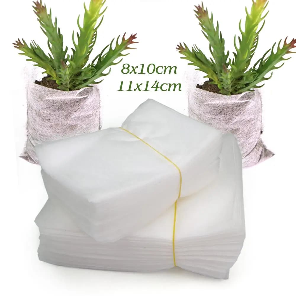 100 pcs 8x10cm 11x14cm Biodegradable plant nursery Grow Bag Seeds of nonwoven fabric to sow flower pots for home garden accessories