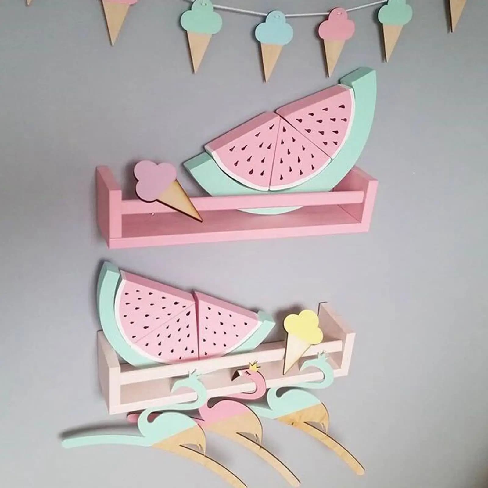 Watermelon Stacker Toy Wooden Watermelon Blocks Set Match Shape Toy