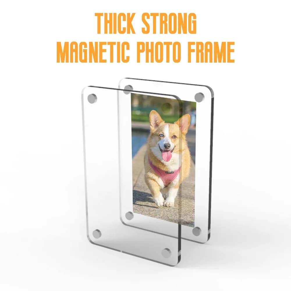 Double Sided Mini Acrylic Picture Frame 3 Inch Magnetic Design Refrigerator Photo Display Accessory for Kitchen Home Fridges