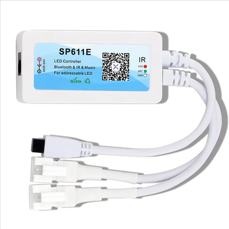 ABMH-3X SP611E WS2812B WS2811 Bluetooth Music LED Strip Controller IR38 Keys Remote APP For Addressable LED Lighting DC5V-24V