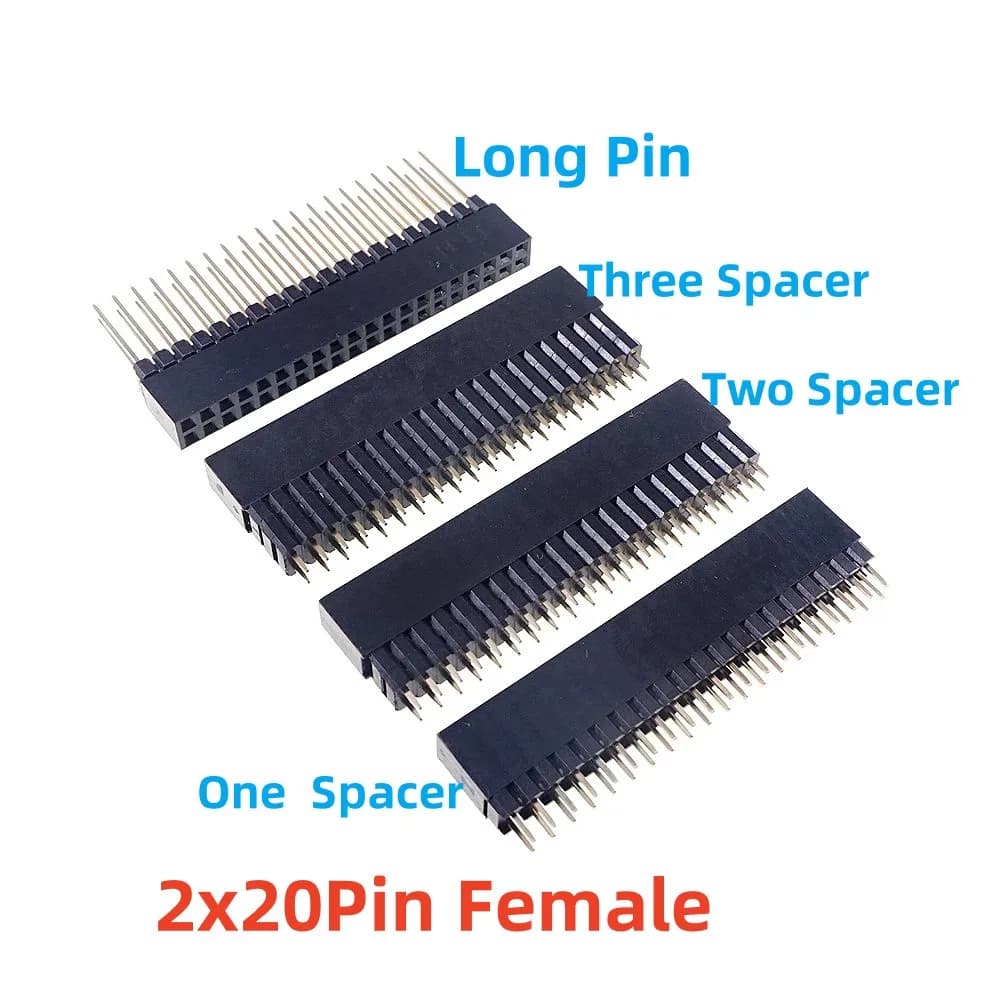 4 pieces 2x20 pin female header step 2,54 m extra tail double row pin along one two three spacers strip PCB connector for Raspberry Pi