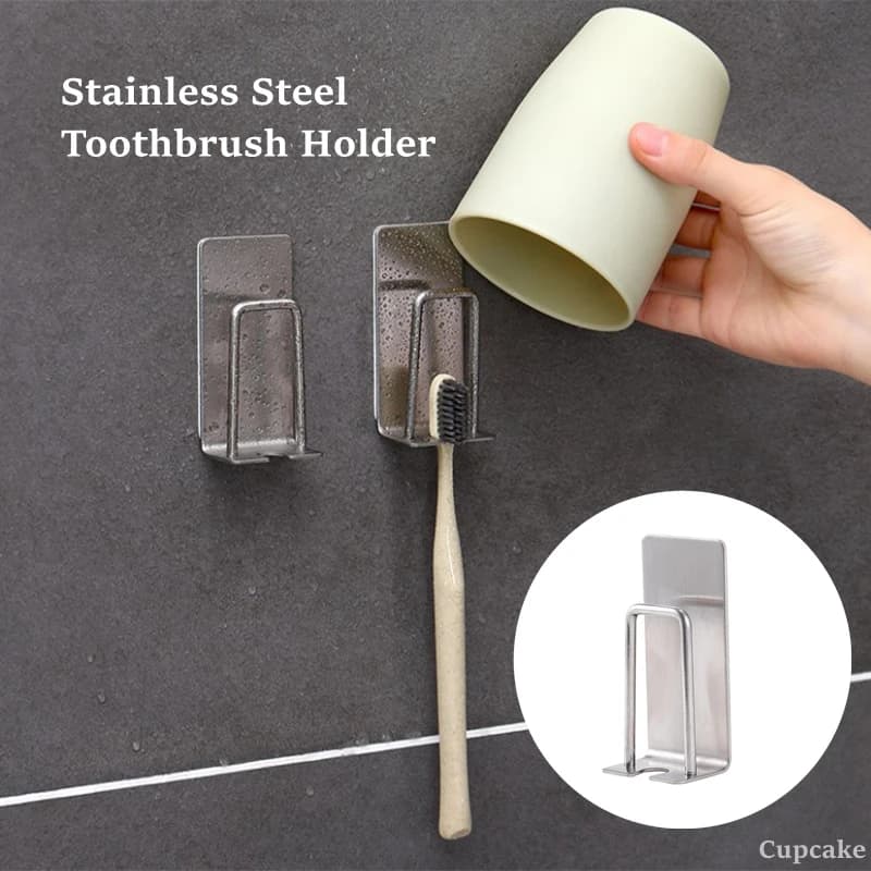 Bathroom Hook Self-adhesive Brush Holder for Wall Mount Organizer Stainless Steel Electric Brush Holder Multipurpose Hooks