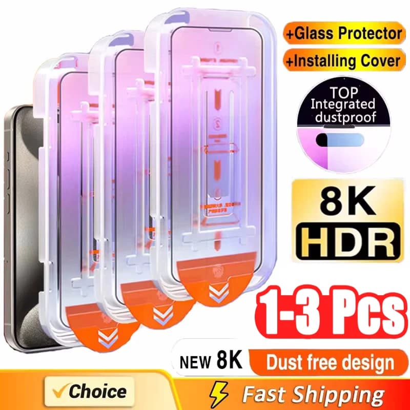 1-3 pieces powder-free oil coating easy installation screen protection for IPhone 13 11 16 12 14 15 Pro Max Mini XS XR glass