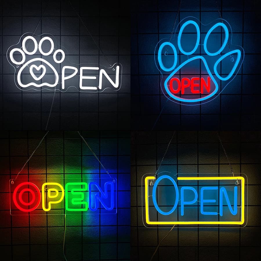 Open Series Neon Sign For Wall Decor,Led Neon Light For Pet Store Decor,Pet Spa,Animal Clinics,Pet Grooming Salon,Cafe,Hotel