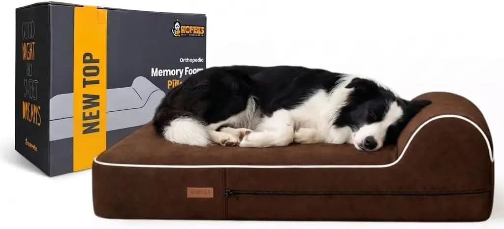 Cuccia Ortopedica per Cani in Memory Foam Spesso 5,5 Pollici con Cuscino, Rivestimento Lavabile e Base Antiscivolo per Razze Grandi