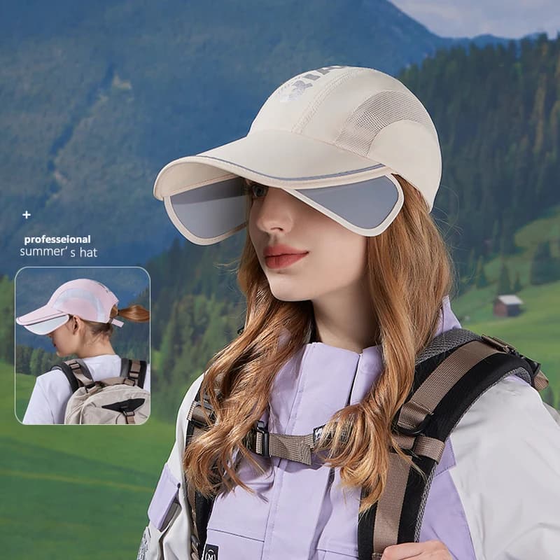 8868Woman summer protection hat outdoor cycling visiera retractable wide-mouthed duck tongue breathable waterproof fast drying