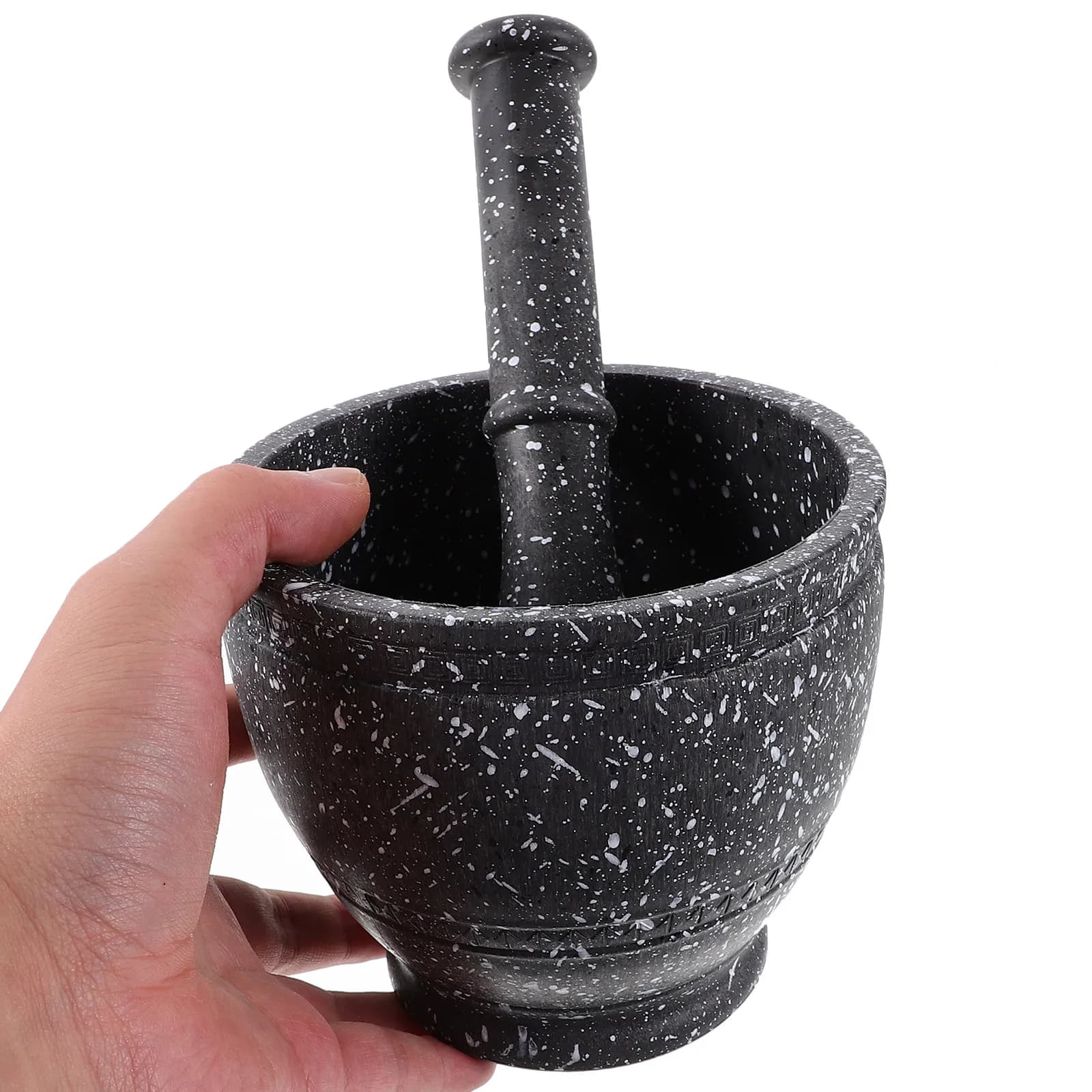 Set Creativo di Tritatutto per Aglio con Motivo Granito e Pestello per Uso Domestico, Facile da Conservare, Ciotola per Macinare Spezie per Cucina Fresca