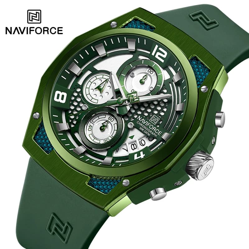 NAVIFORCE Men's Watch Luxury Brand Fashion Sport Silicone Strap Men's Watch Chronograph Quartz Watches Waterproof