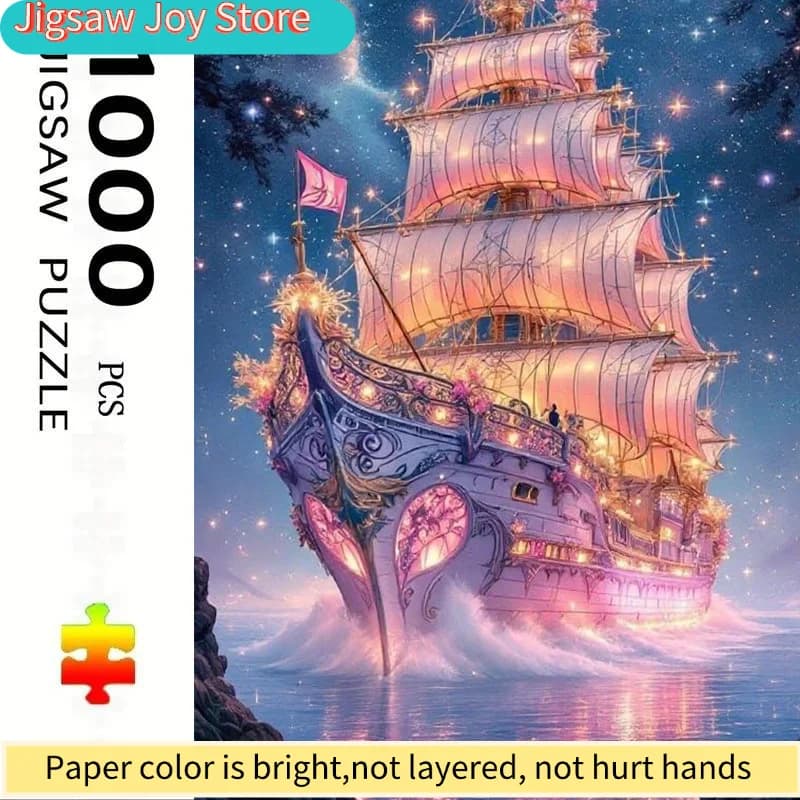 Un puzzle per adulti, di dimensioni 70,0X50,01 cm, con un design colorato di una enorme barca a vela, perfetto per un divertimento creativo in famiglia
