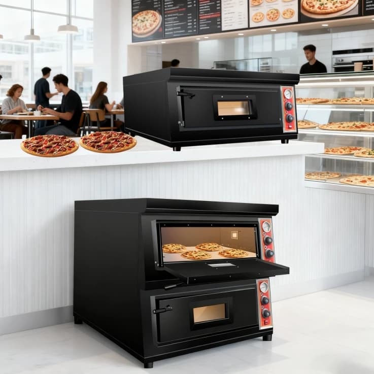 Forno da Tavolo Elettrico Professionale per Ristoranti, 400-450°C, Doppio Forno a Gas GPL per Pizza con Pietra Refrattaria